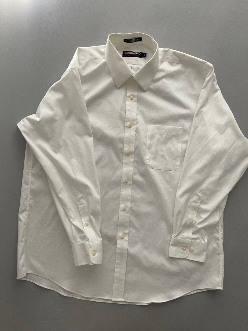 Kirkland Signature Men’s White Dress Shirt 17-33 Non Iron 100% Cotton